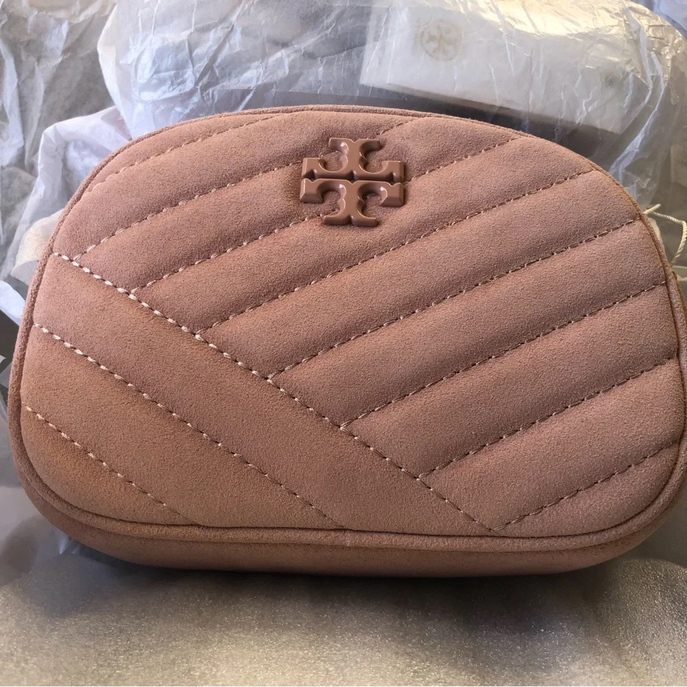 NWT $358 Tory Burch Kira Small Quilted Suede Camera Crossbody